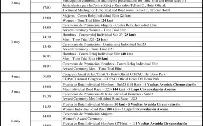 Programa de actividades: Panamericano de ciclismo de ruta Damas, Élite y Sub23 San Juan 2017